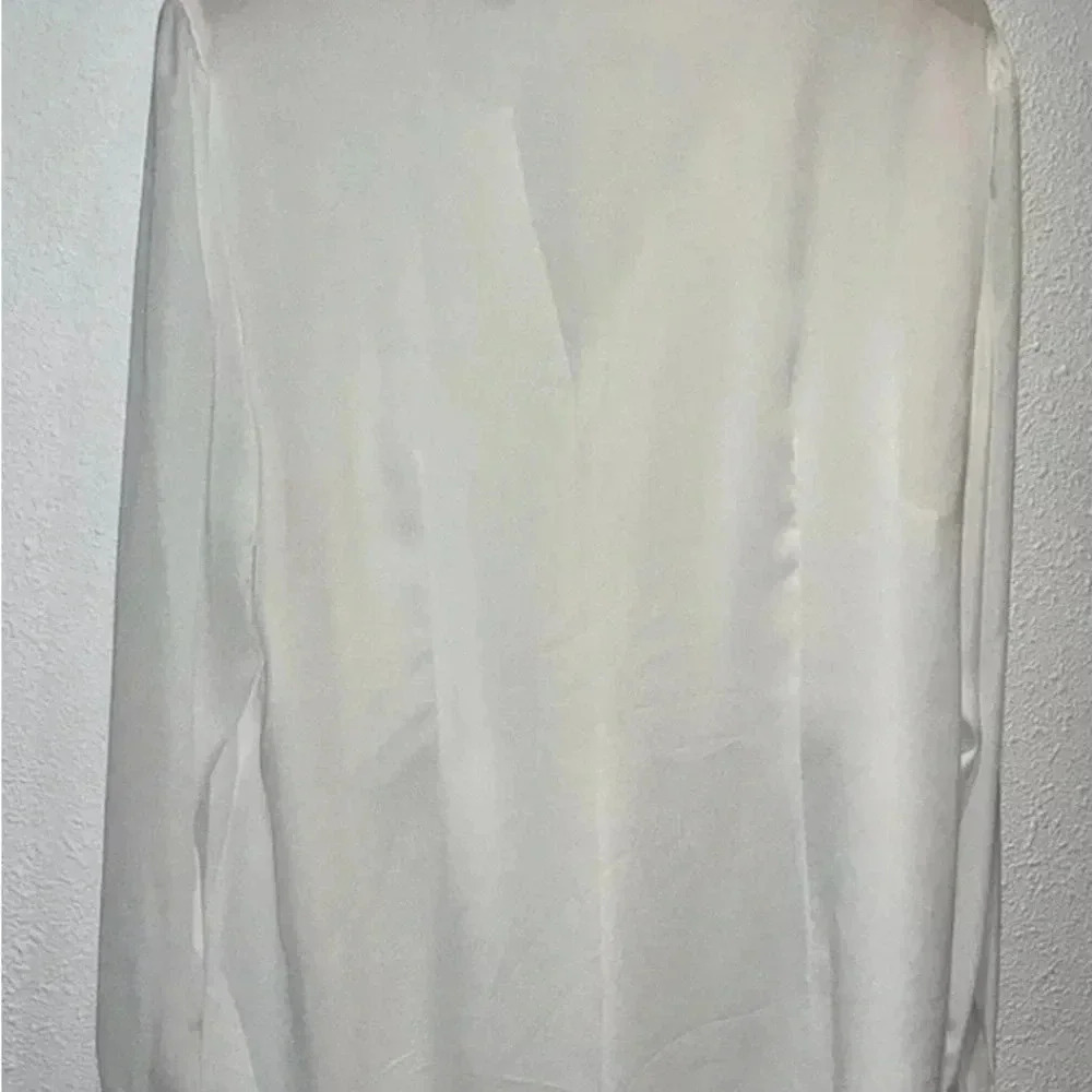 INC White Long Sleeve Pleated Button Up Size 16 Blouse Button Sleeve Dress Shirt - Picture 3 of 7